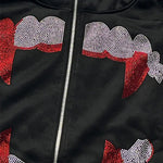 Black Rhinestone Hoodie - Vignette | Y2K Zone®