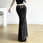 Black Velvet Maxi Skirt - Vignette | Y2K Zone®