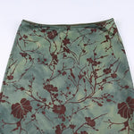 Green Floral Midi Skirt - Vignette | Y2K Zone®