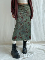 Green Floral Midi Skirt - Vignette | Y2K Zone®