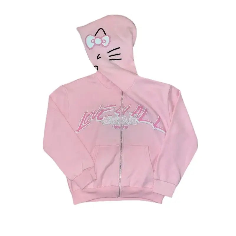 Hello Kitty Zip Up Hoodie Y2K - Y2K Zone® Hello Kitty Zip Up Hoodie Y2K - Y2K Zone®