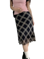 Plaid A Line Skirt - Vignette | Y2K Zone®