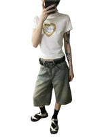 Washed Black Denim Shorts - Vignette | Y2K Zone®