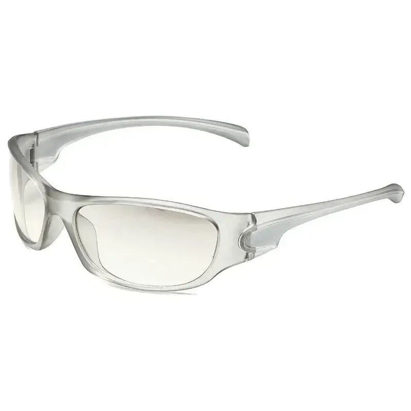 Clear plastic 2000’s sunglasses with slightly tinted lenses and 40mm lens width