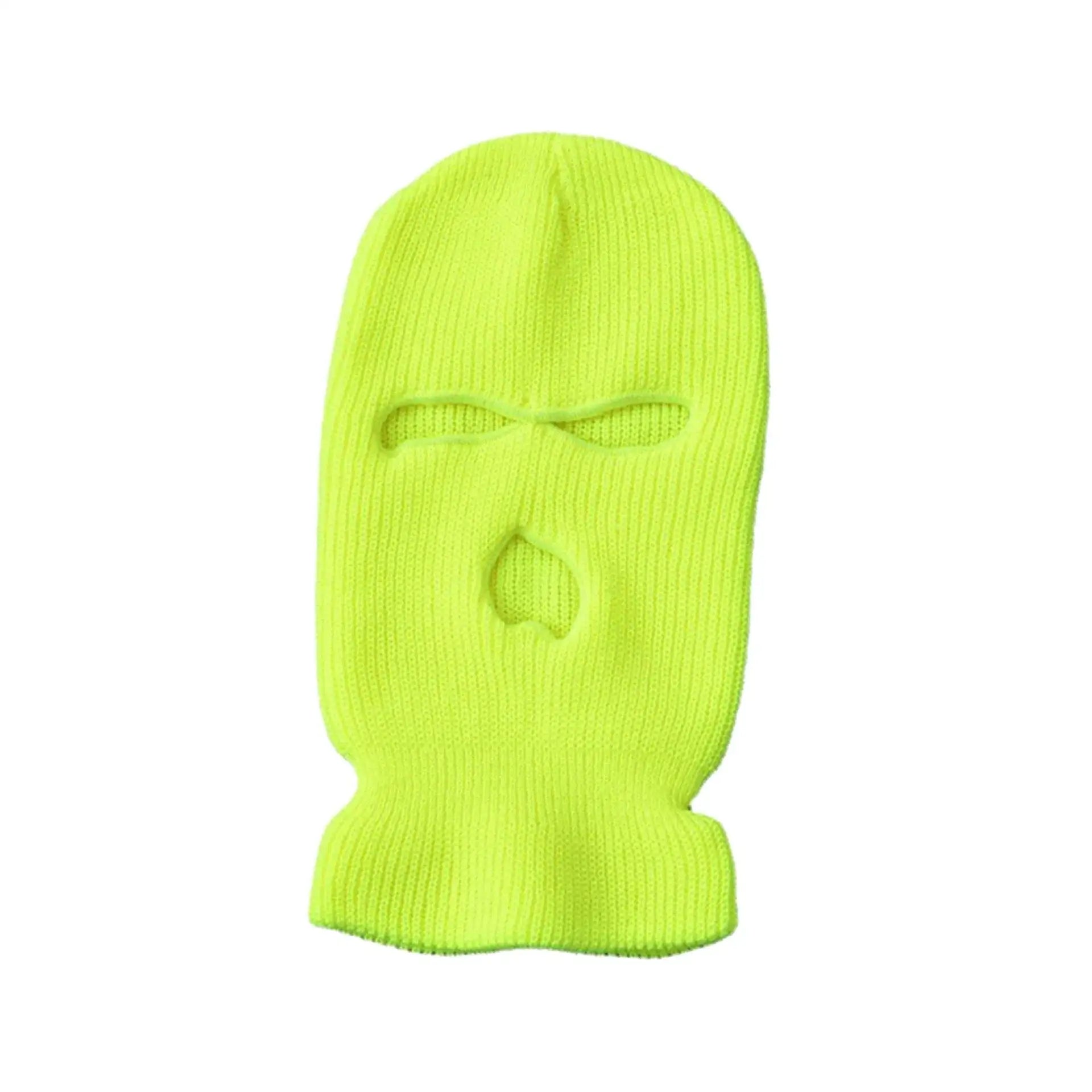 Neon yellow 3-holes ski mask with eye and mouth openings for winter sports