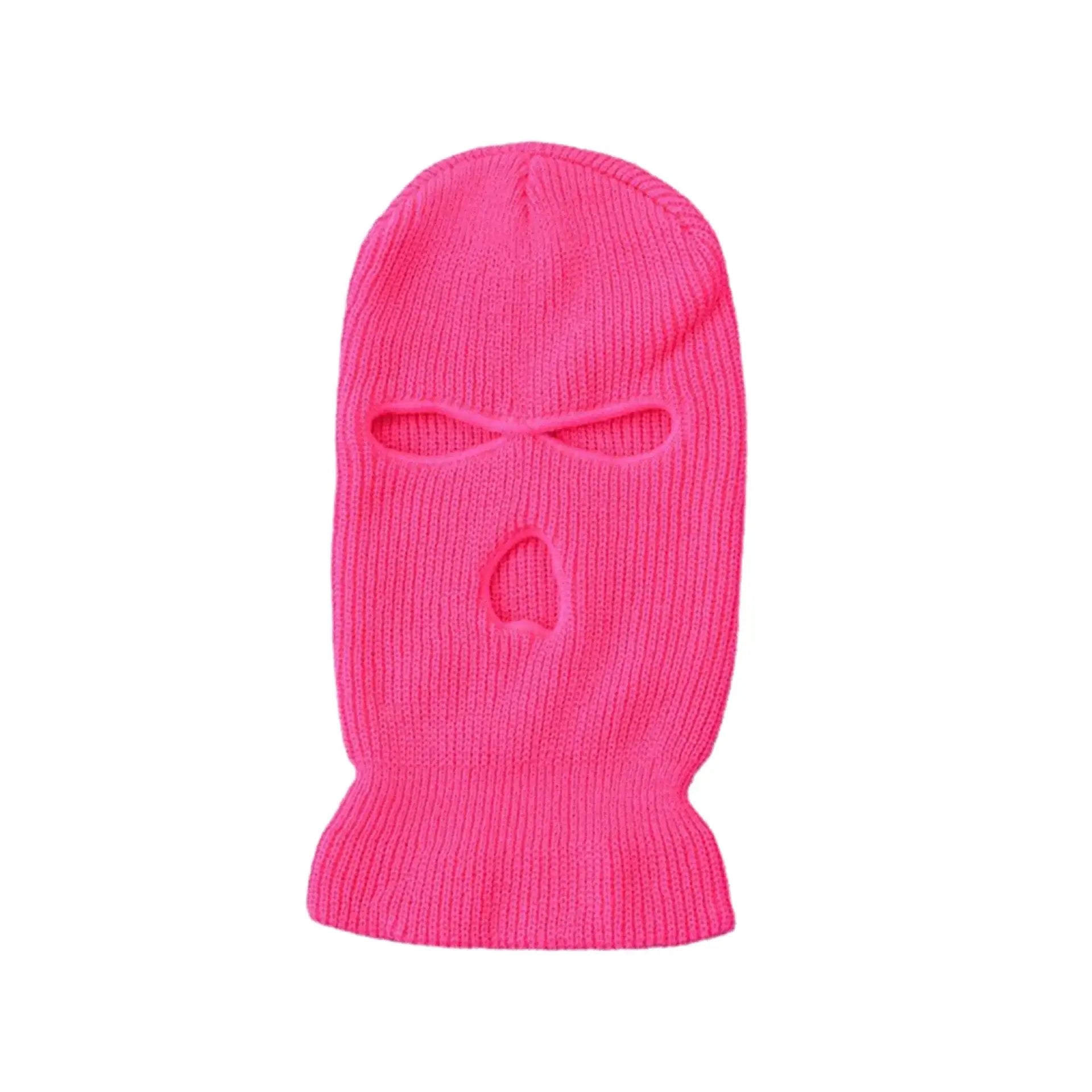 Bright pink 3-holes ski mask with eye and mouth openings for winter sports