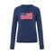 Navy blue American Flag Sweater featuring a bold American flag design on front