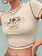 Cropped white Angel Crop Top with Angel Baby text and cherub graphic for day long wear