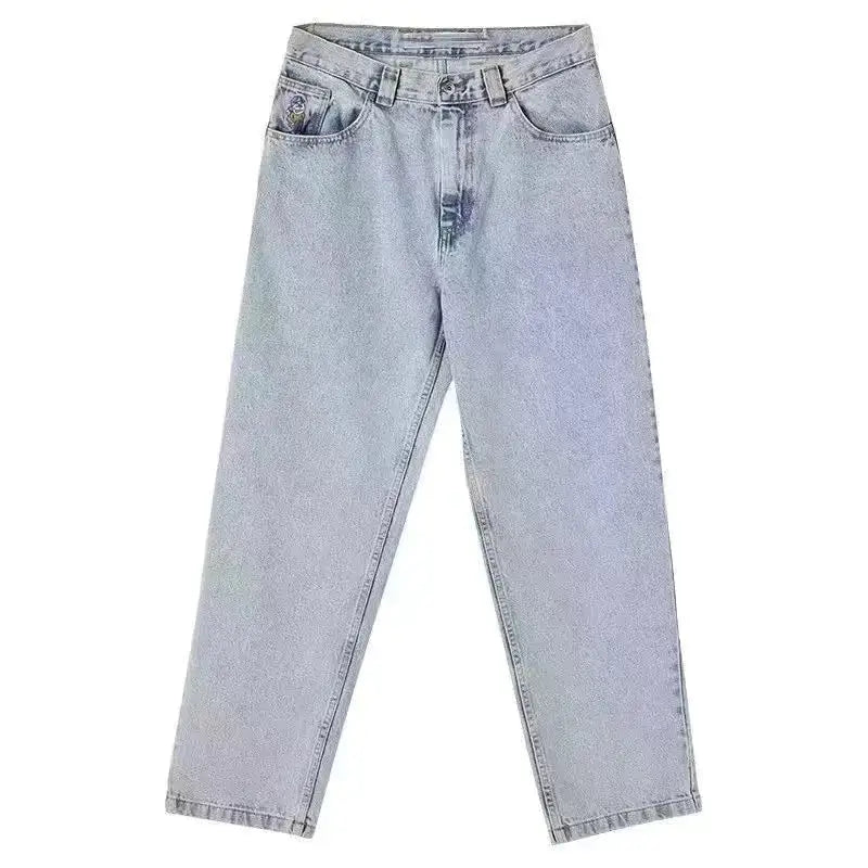 Light blue relaxed fit baggy jeans for guys, perfect for casual styling