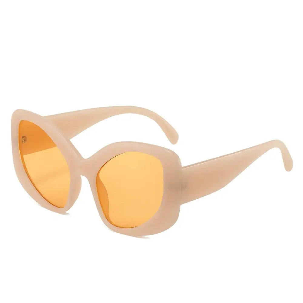 Oversized beige Cat Eye Sunglasses with orange-tinted lenses for a stylish look