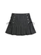 Dark gray pinstriped corset skirt with lace-up sides and pleated hem in high-quality cotton