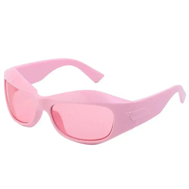 Pink wide frame Cyber Y2K sunglasses with tinted lenses perfect for a stylish look