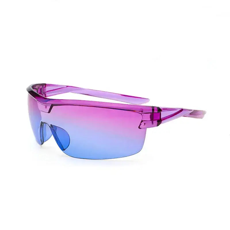 Sporty Cycling Sunglasses Fashion with purple frames and gradient pink-to-blue lenses