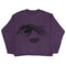 Purple cropped Eye Sweater featuring a pixelated eye graphic, perfect for Y2K fashion game