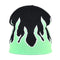 Black Flame Beanie with neon green flame pattern, perfect for Y2K accessories