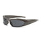 Futuristic sunglasses with dark lenses and metallic gray frame for stylish eye protection