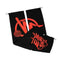 Black golf towels with red logos featuring a golfer, perfect for Graphic Pants enthusiasts