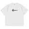 White Y2K graphic t shirt featuring black logo with Vicinity and crosshair design