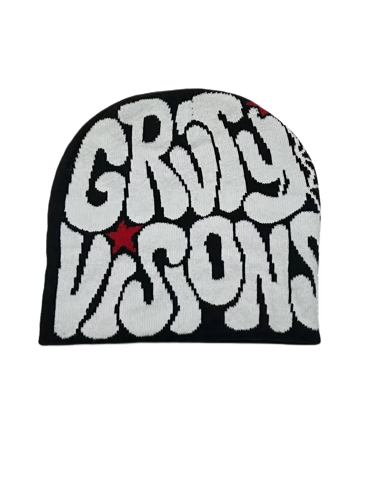 Knit Gravity Beanie featuring Groovy Visions text design to stay warm in Y2K style