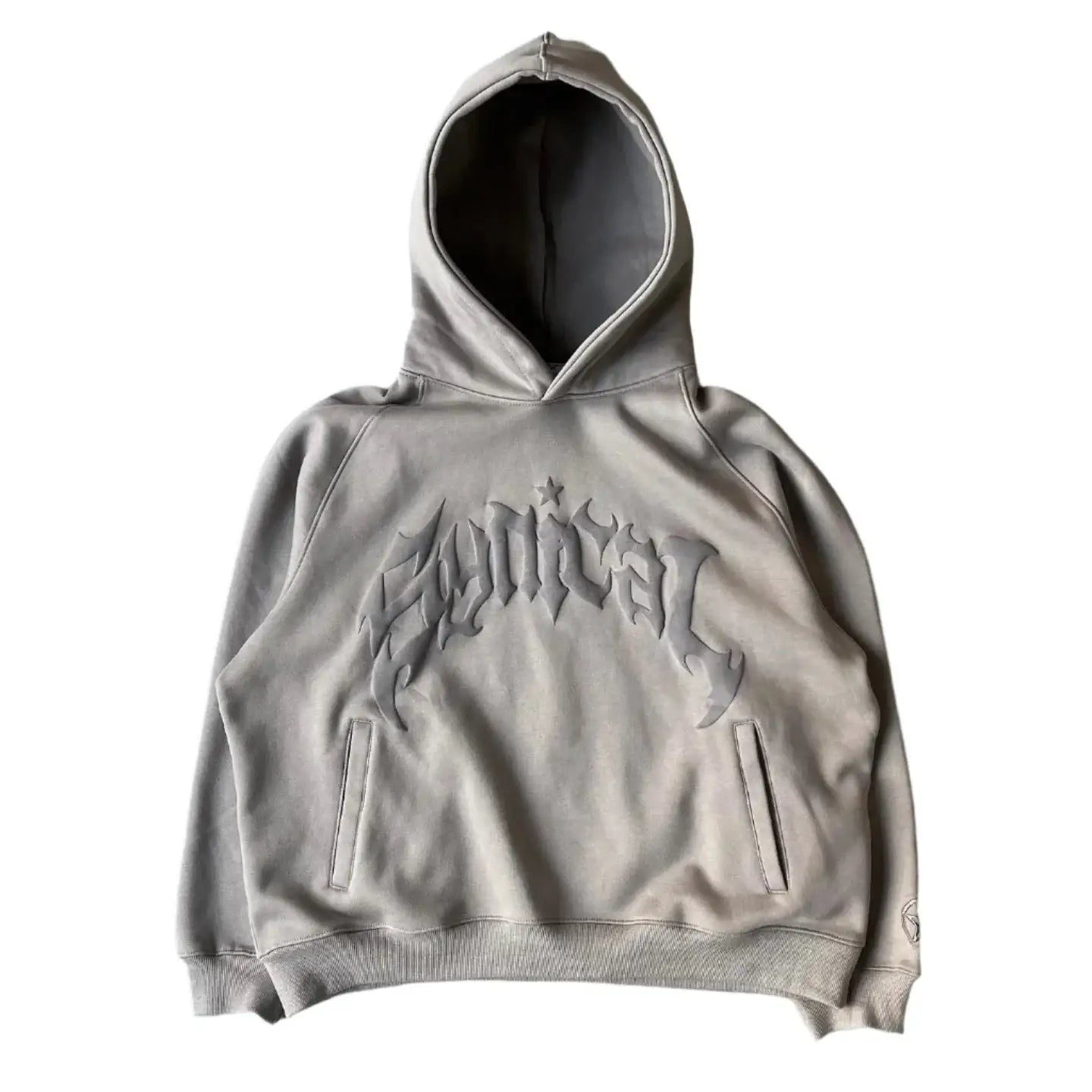 Gray hooded sweatshirt with Sentinel embroidery, perfect for Womens Y2K clothing and Harajuku style