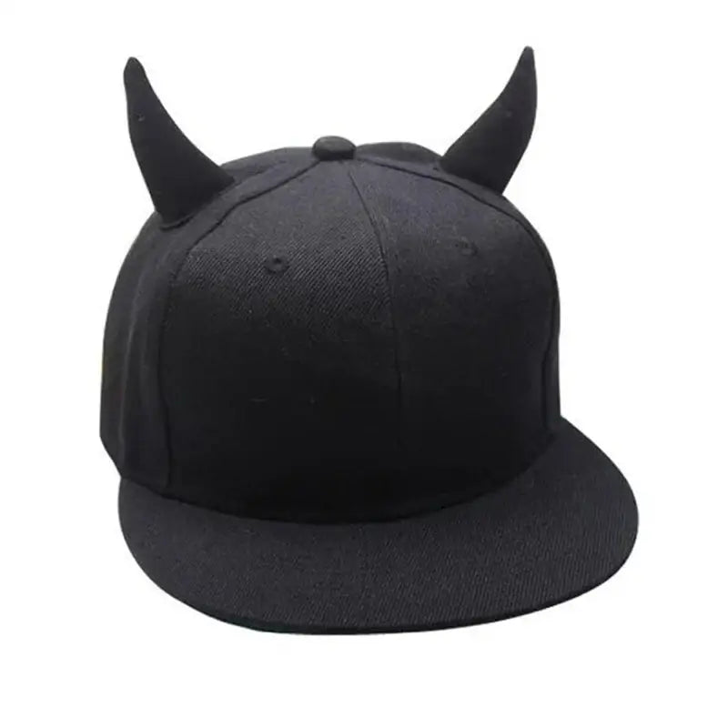 Black Horns Cap with devil horns, perfect for Y2K style enthusiasts