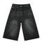 Pair of black denim wide-leg shorts with a faded wash from Jorts Baggy Y2K