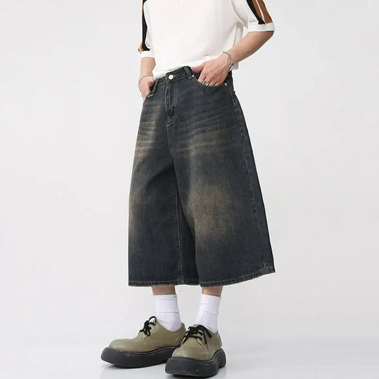 Wide-leg cropped denim culottes in dark wash from the Jorts Baggy Y2K collection