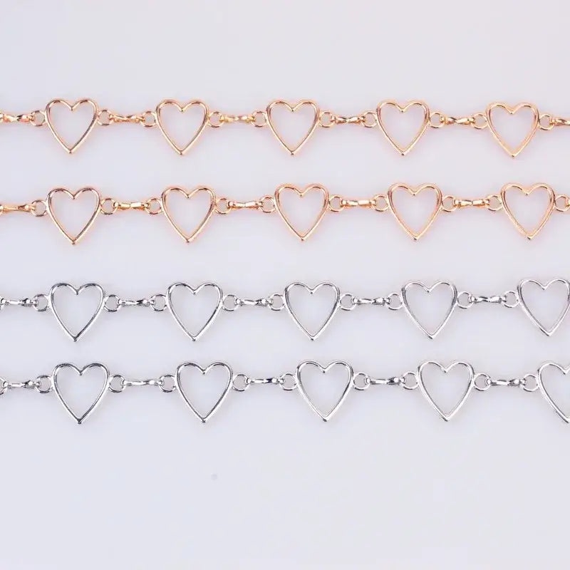 Heart-shaped chain bracelets in rose gold and silver for the Metal Heart Belt