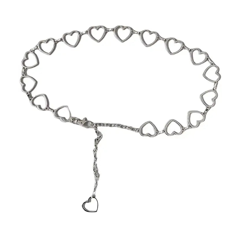 Heart-shaped chain bracelet with a dangling heart charm for the Metal Heart Belt