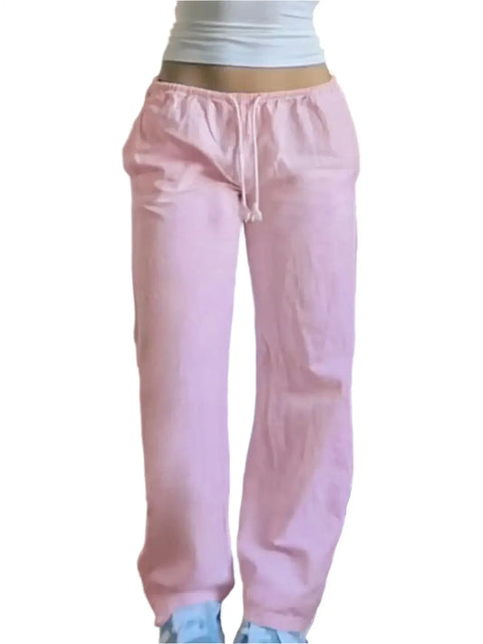 Pale pink drawstring lounge pants for comfortable and stylish casual wear