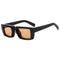 Rectangular black Punk Square Sunglasses with orange-tinted lenses for a bold look