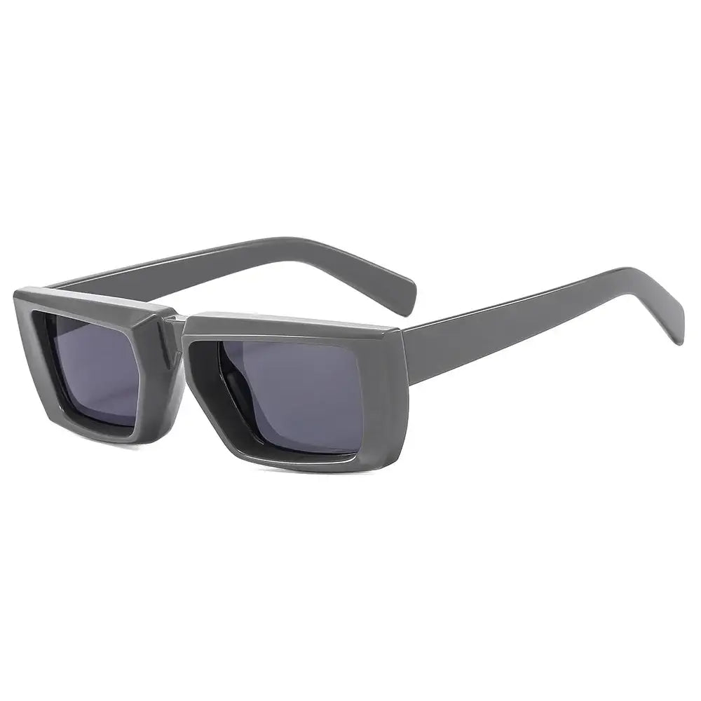 Pair of rectangular gray Punk Square Sunglasses with dark lenses for stylish looks