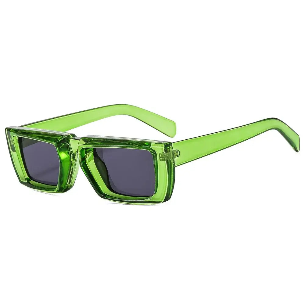 Bright green Punk Square Sunglasses with dark lenses perfect for a bold look