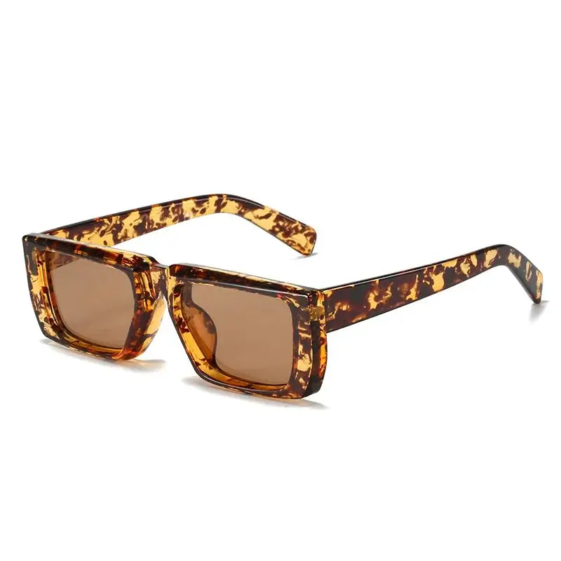 Punk Square Sunglasses featuring tortoiseshell-patterned frames and brown lenses