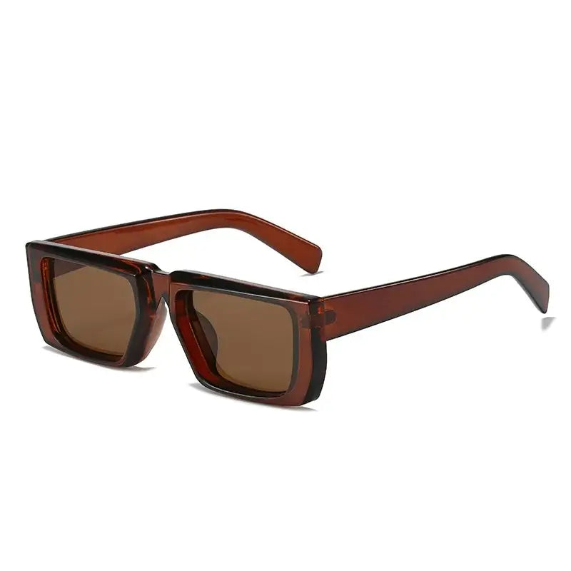 Rectangular brown Punk Square Sunglasses with thick frames and tinted lenses