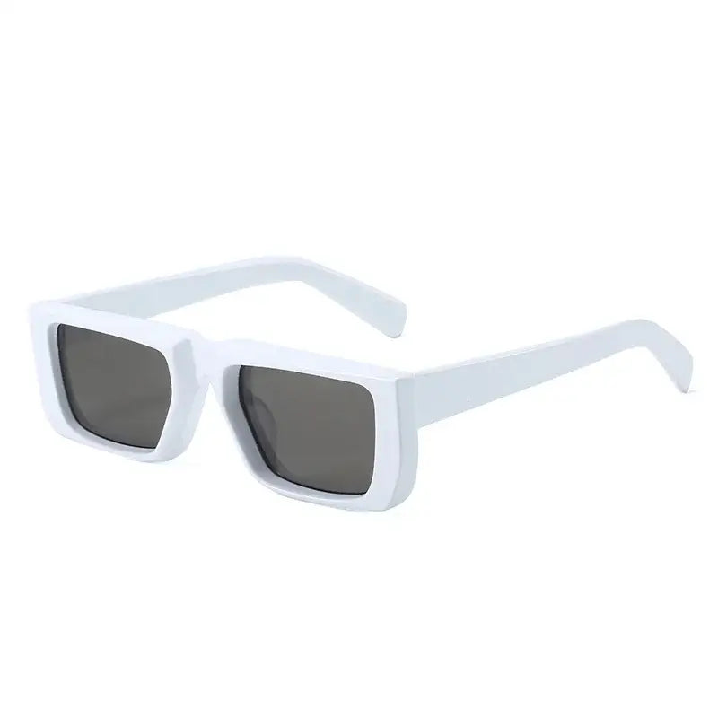 White rectangular Punk Square Sunglasses with dark lenses for a stylish look