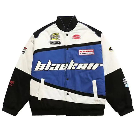 Racer Patch Jacket featuring Blackair branding and various sponsor logos