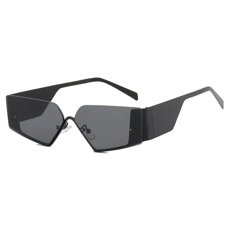 Futuristic black Retro Geometry Sunglasses with angular geometric lenses and frames