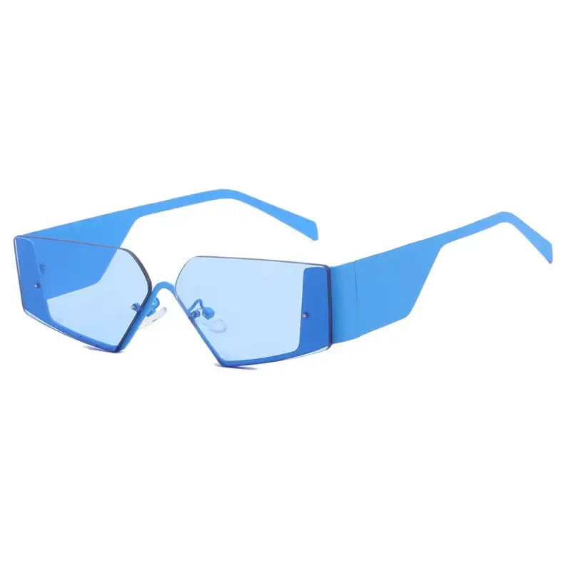 Futuristic blue angular design of Retro Geometry Sunglasses for a stylish look