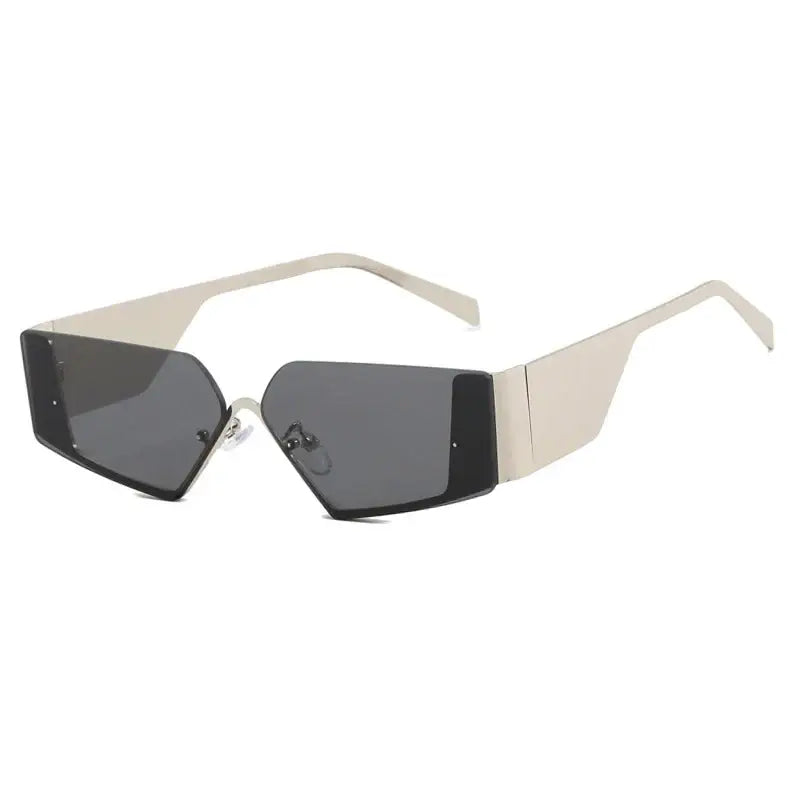 Futuristic Retro Geometry Sunglasses with white frames and dark lenses