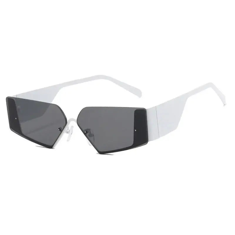 Futuristic white Retro Geometry Sunglasses with angular dark lenses for a stylish look