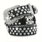 Studded black leather rhinestone skull belt with skull and crossbones embellishments