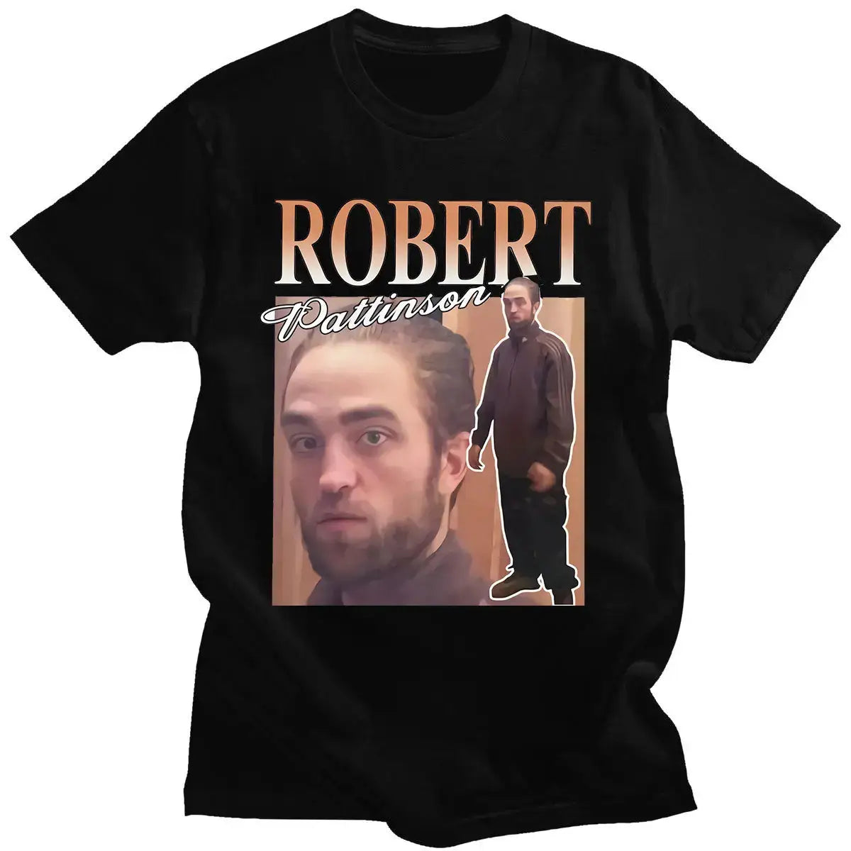 Black Robert Pattinson T Shirt with stylish graphic design, perfect for Y2K fans