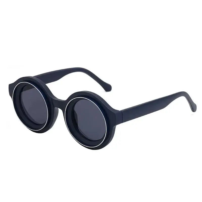 Round Steampunk Sunglasses with thick black frames for a stylish vintage look