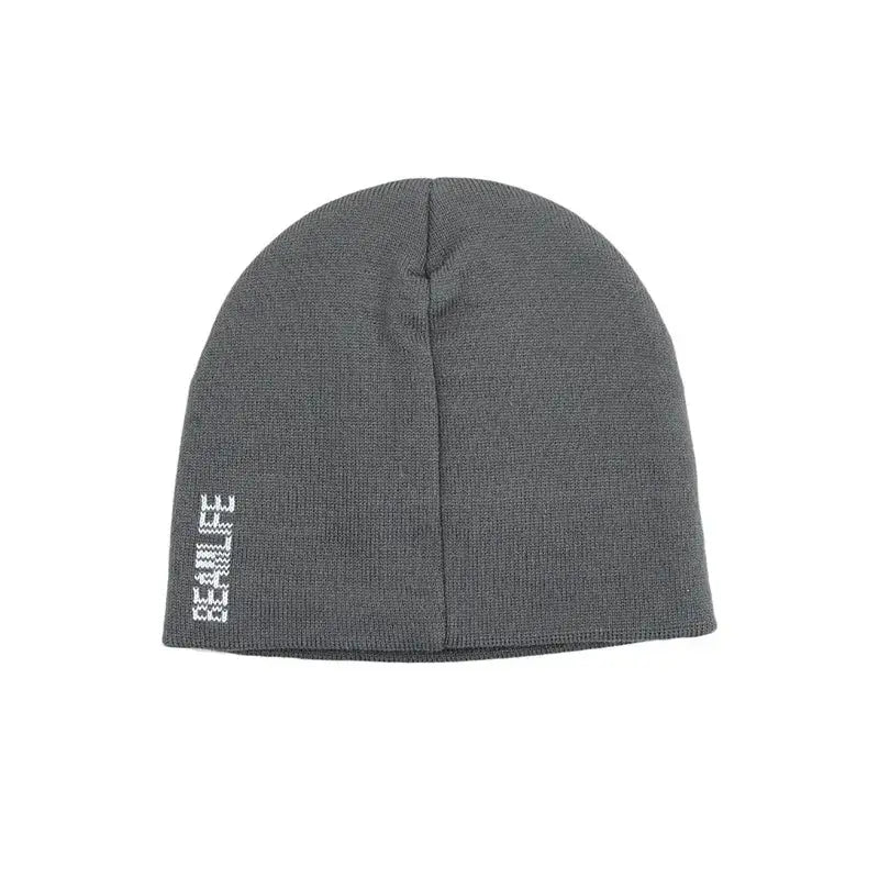 Gray Knit Scream Beanie Hat with BE:ALIVE Text for Y2K Style Fashion