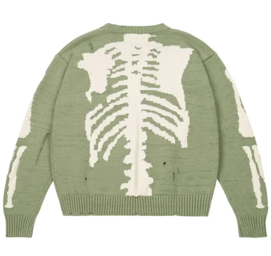 Green Skeleton Sweater featuring a striking white skeleton design to turn heads