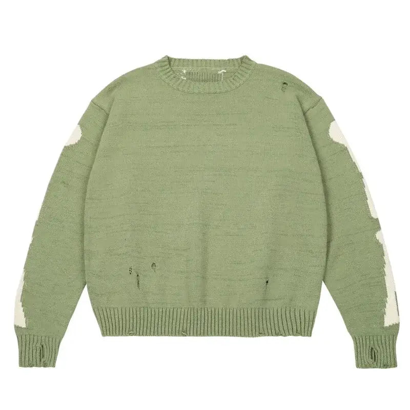 Light green Skeleton Sweater with white accents, perfect for a Y2K look that turns heads