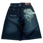 Skull Graphic Jorts - Vignette | Y2K Zone®