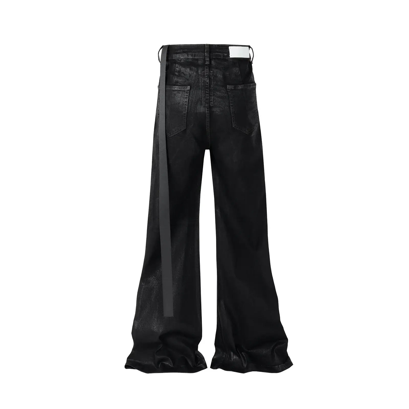 Black wide-leg Slim Flare Jeans with stylish ruffled hems for a chic look