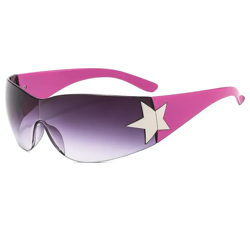 Pink Star Sunglasses with white star decor and gradient purple polycarbonate lenses